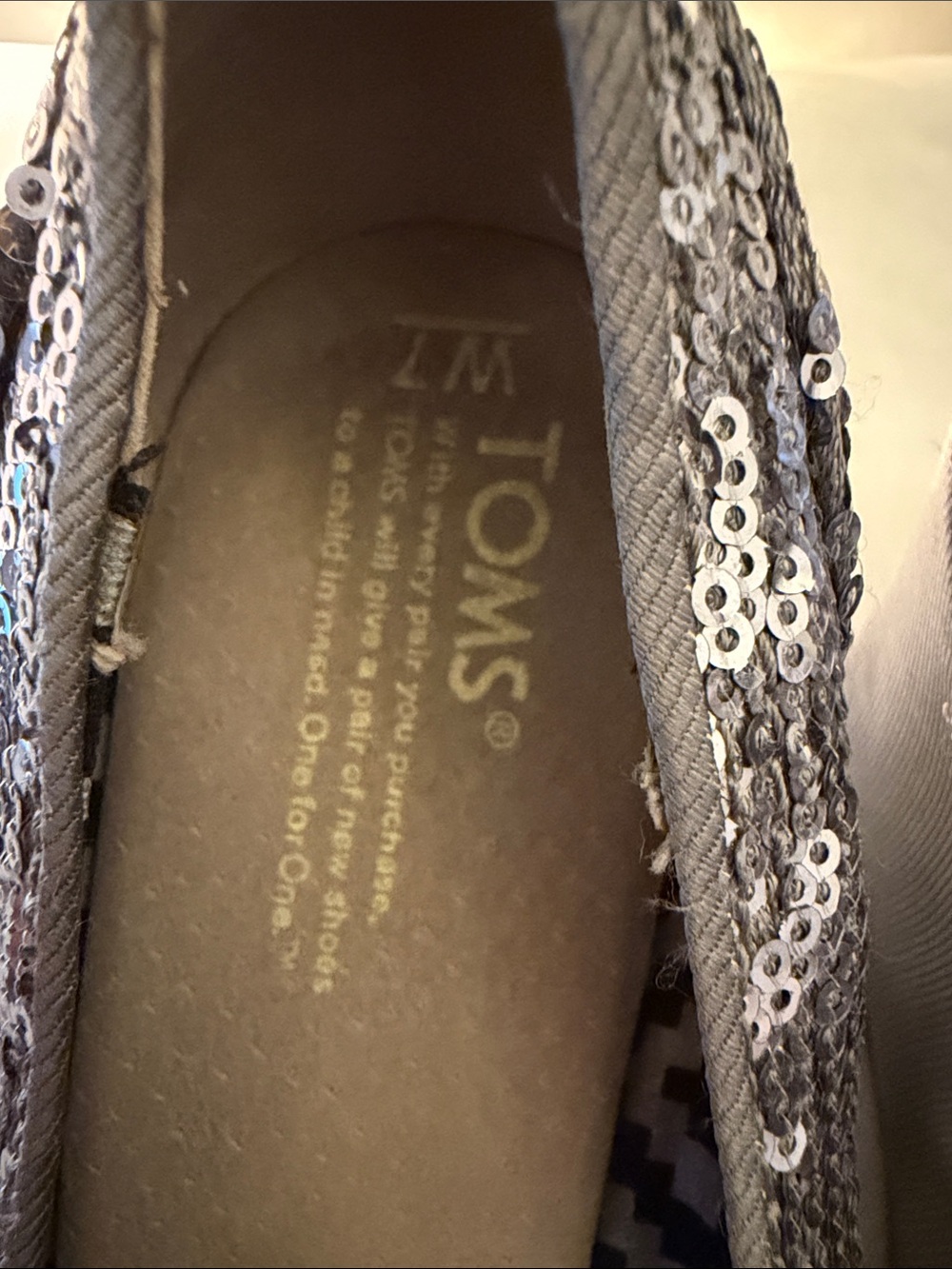 Toms Women's Sequin Slip-On Flats in Silver Gray - Picture 4 of 10